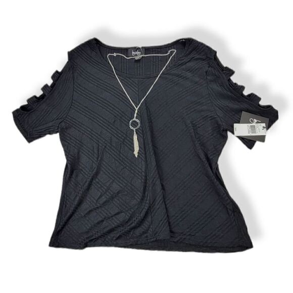 By & By Ribknit Black Top with necklace XXL - Picture 1 of 2